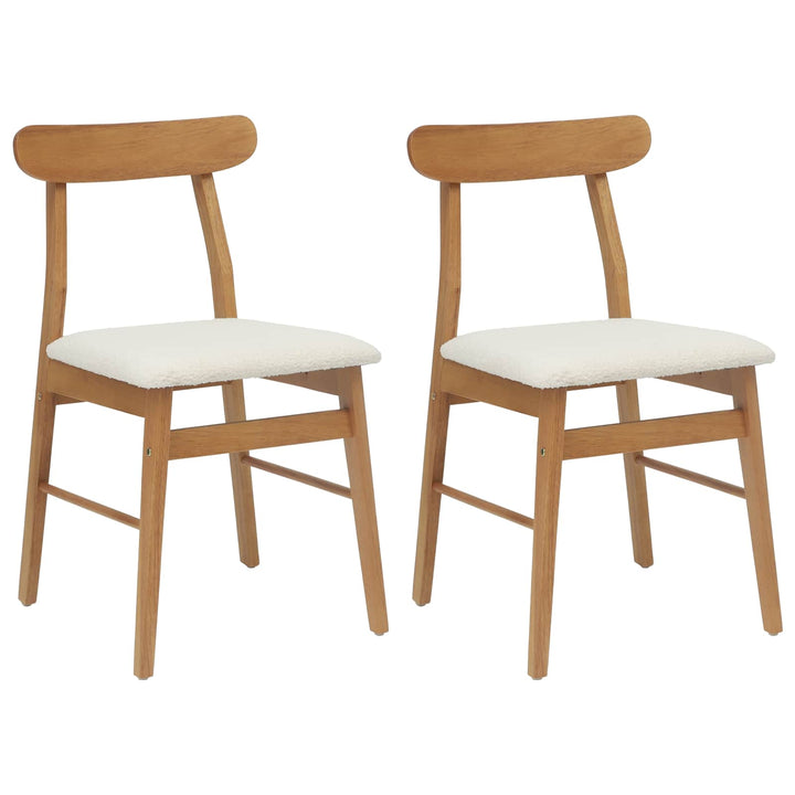 Spisestuestol 2 pcs Naturlig og lys Massiv Gummitræ
