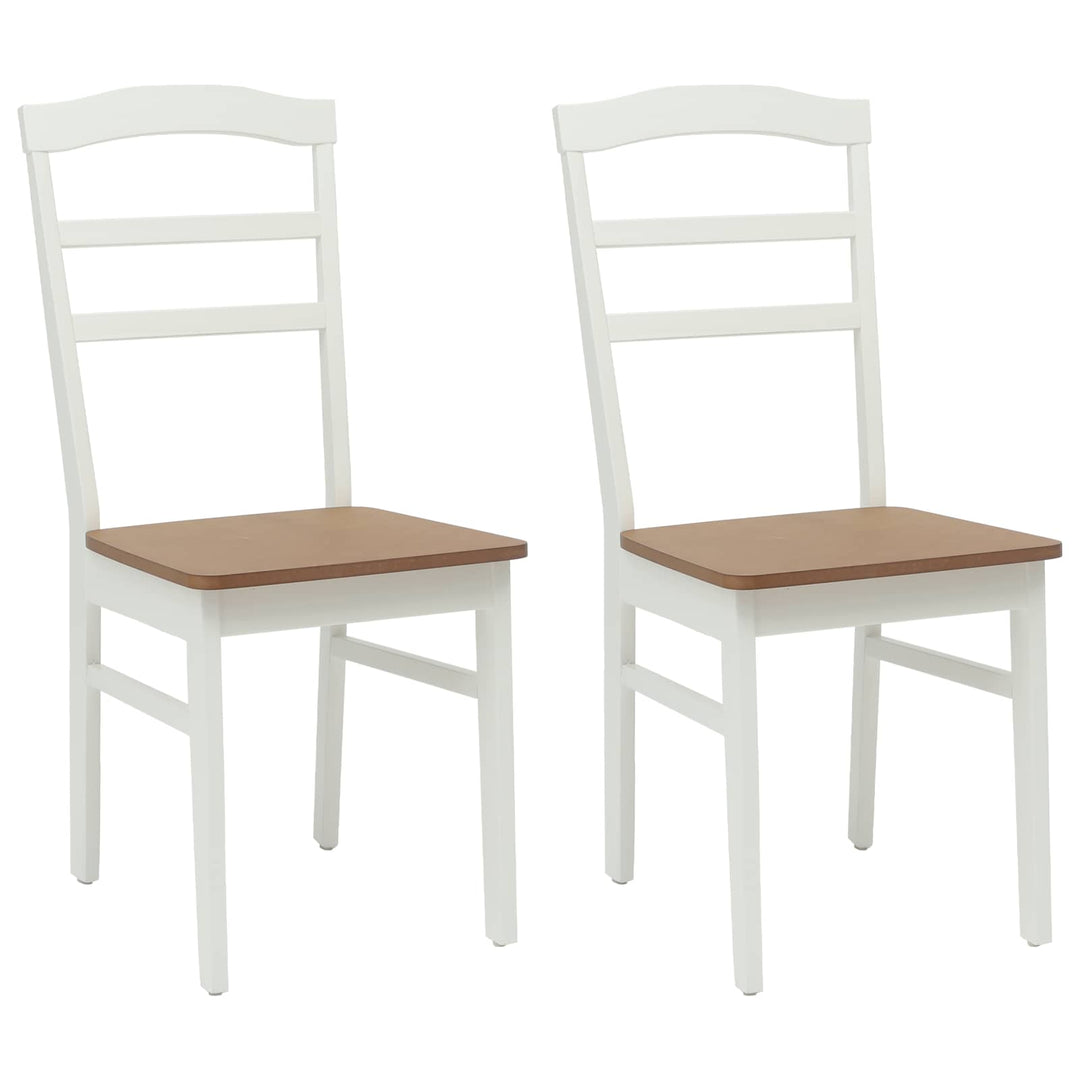 Spisestuestol 2 pcs Hvid og Naturlig Massiv Gummitræ