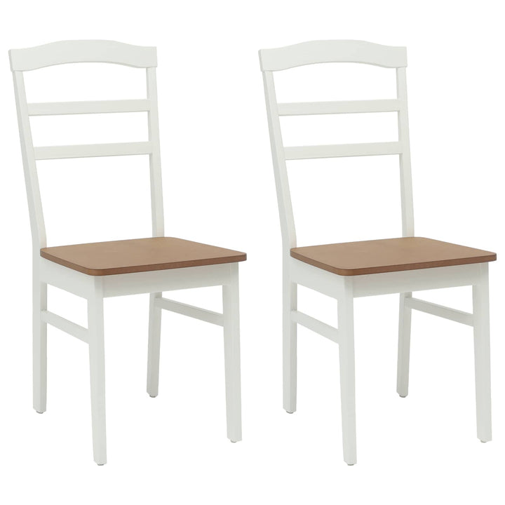 Spisestuestol 2 pcs Hvid og Naturlig Massiv Gummitræ