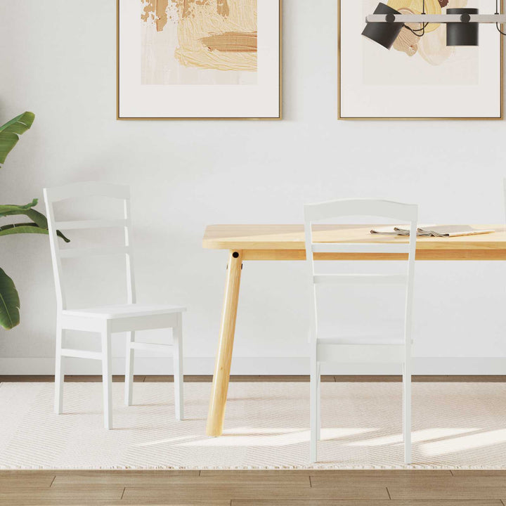 Spisestuestol 2 pcs Hvid Massiv Gummitræ