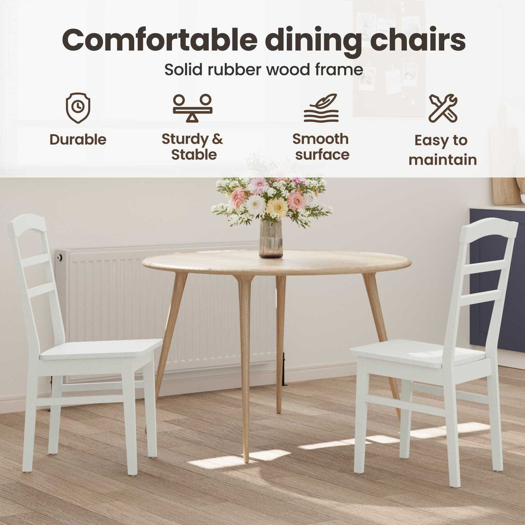 Spisestuestol 2 pcs Hvid Massiv Gummitræ