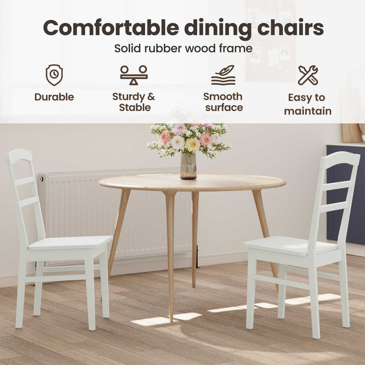 Spisestuestol 2 pcs Hvid Massiv Gummitræ