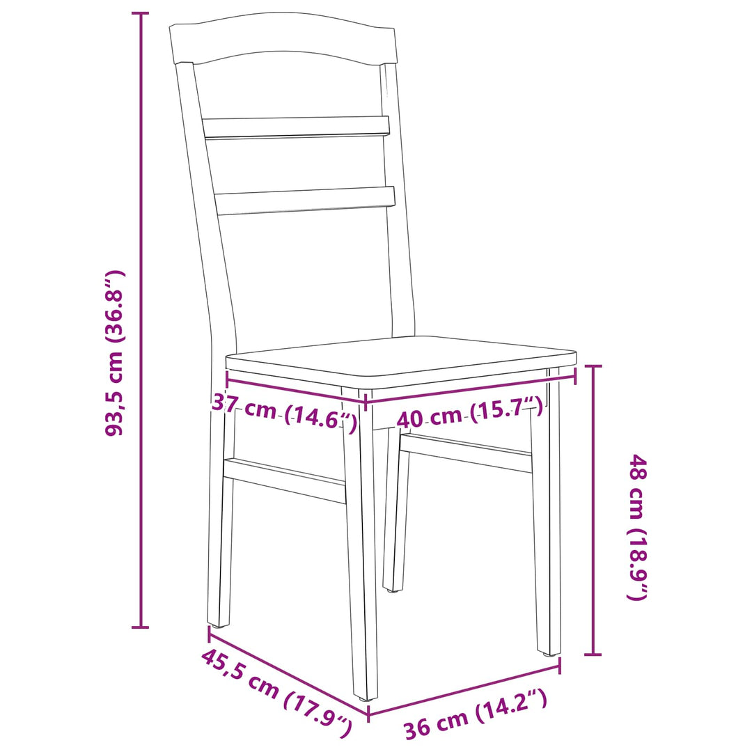 Spisestuestol 2 pcs Hvid Massiv Gummitræ