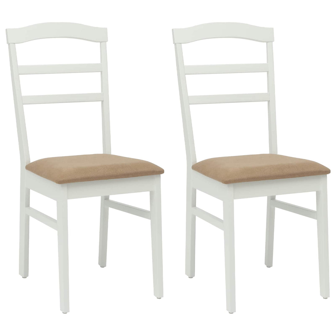 Spisestuestol 2 pcs Hvid og brun Massiv Gummitræ