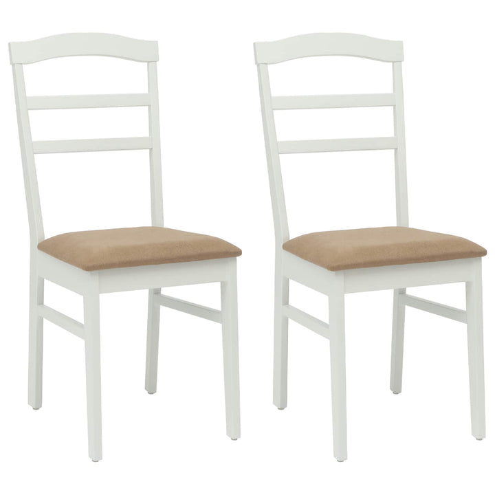 Spisestuestol 2 pcs Hvid og brun Massiv Gummitræ