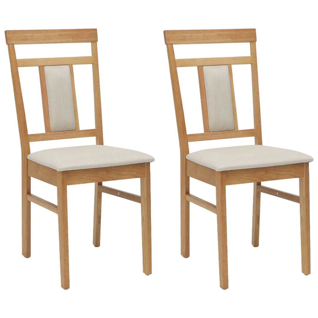 Spisestuestol 2 pcs Naturlig og lys Massiv Gummitræ