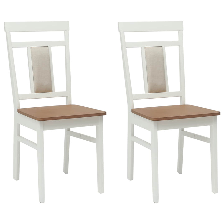 Spisestuestol 2 pcs Hvid og Naturlig Massiv Gummitræ