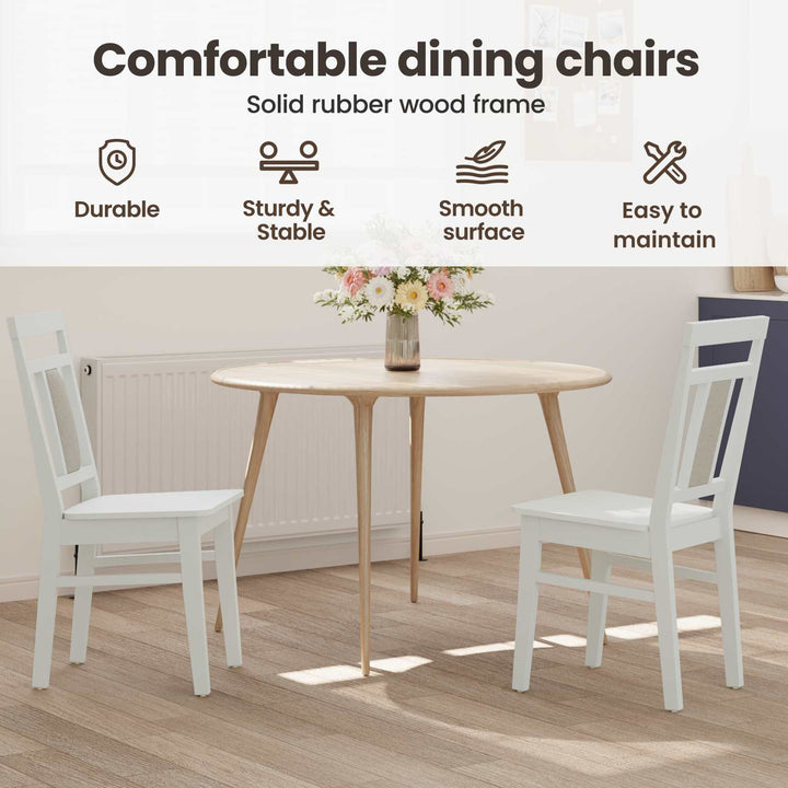 Spisestuestol 2 pcs Hvid Massiv Gummitræ