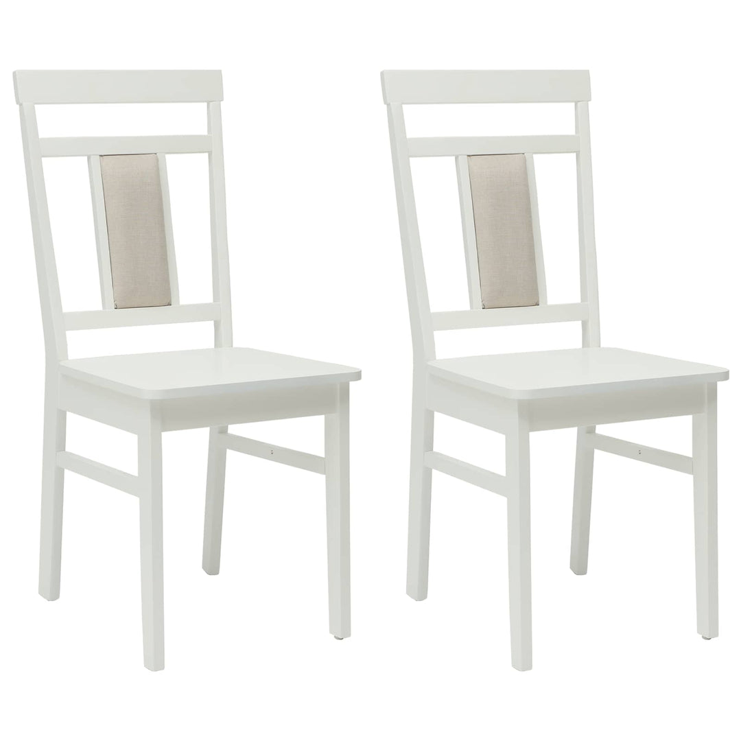 Spisestuestol 2 stk. Massiv Gummitræ Hvid 36 x 44,5 x 91,5 cm
