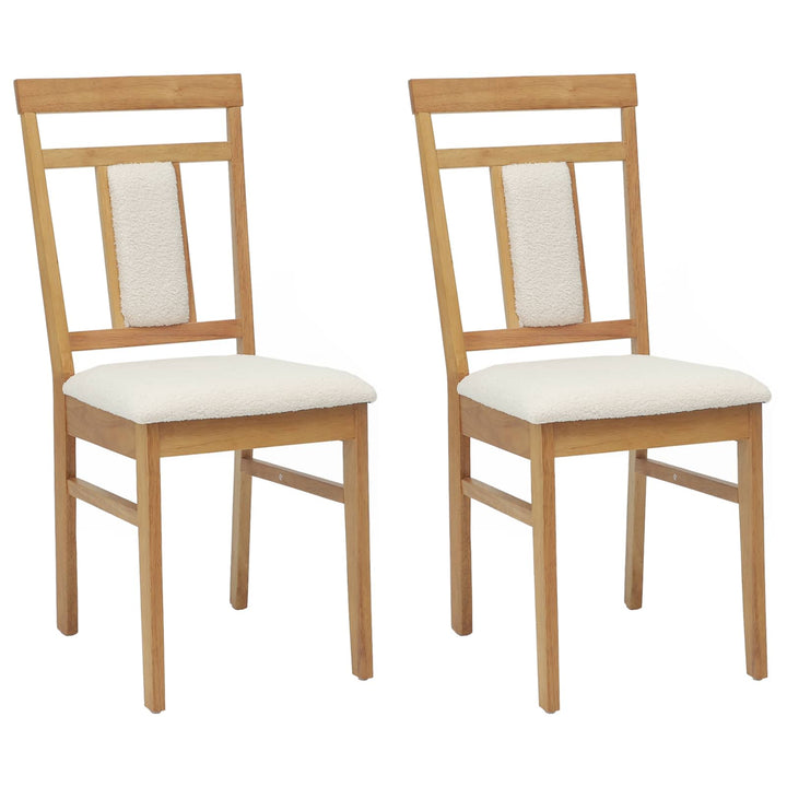 Spisestuestol 2 pcs Naturlig og lys Massiv Gummitræ
