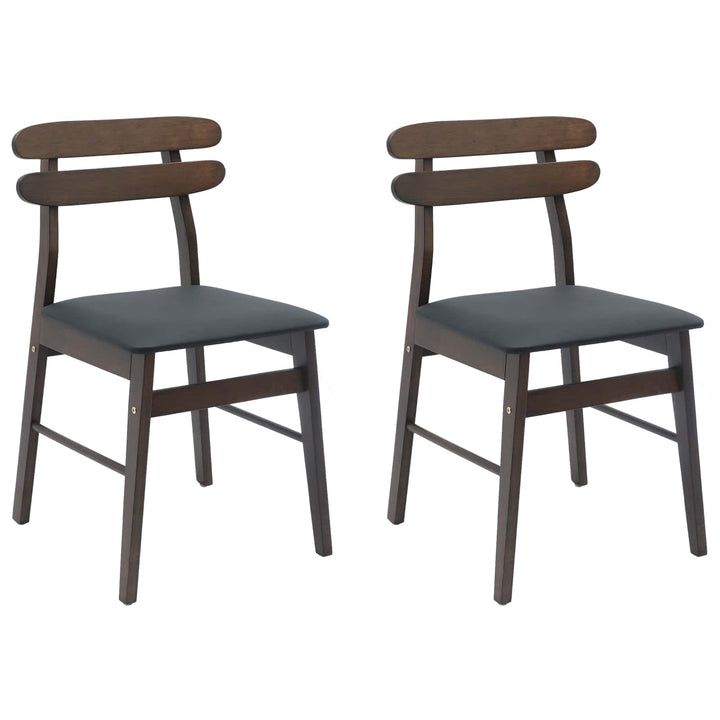 Spisestuestol 2 pcs Lys brun og sort Massiv Gummitræ