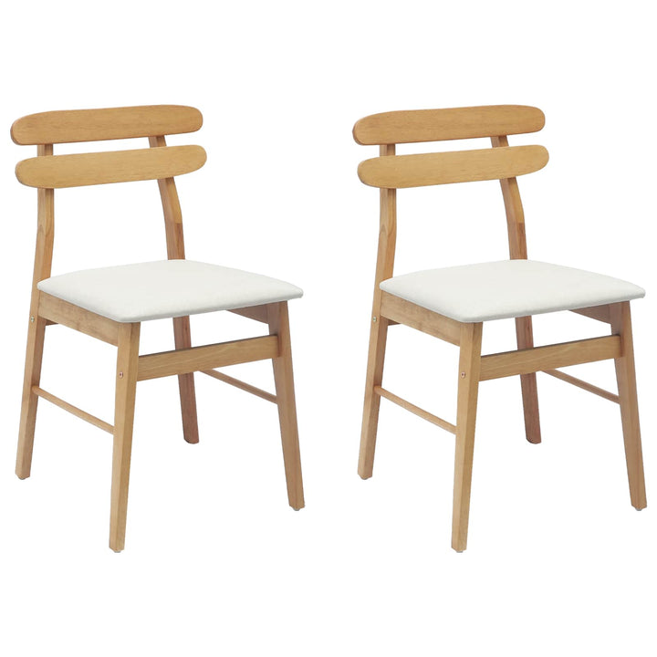 Spisestuestol 2 pcs Naturlig og lys Massiv Gummitræ