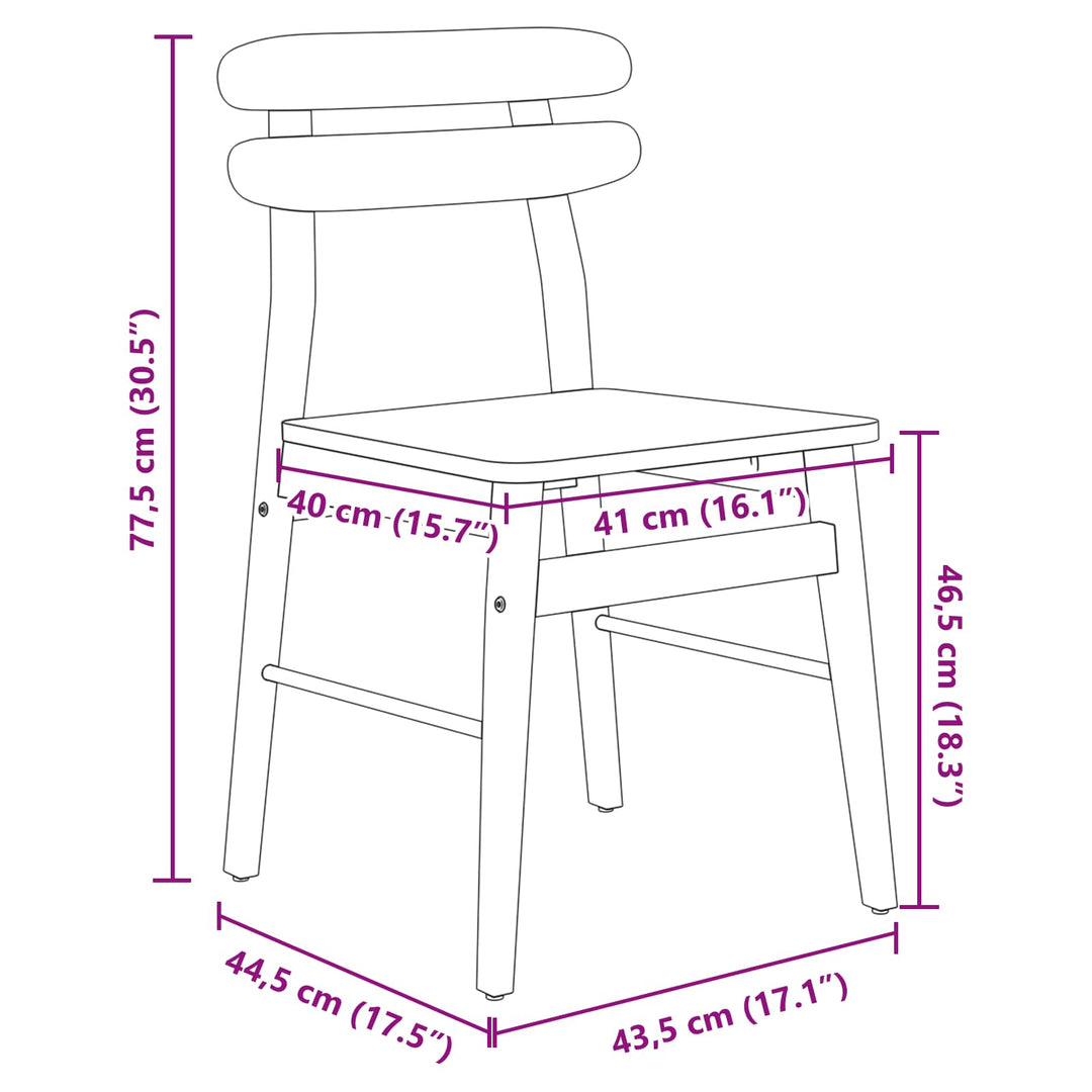 Spisestuestol 2 pcs Naturfarvet Massiv Gummitræ