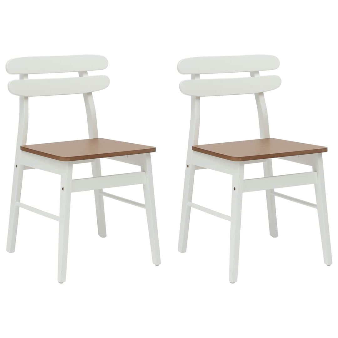 Spisestuestol 2 pcs Hvid og Naturlig Massiv Gummitræ