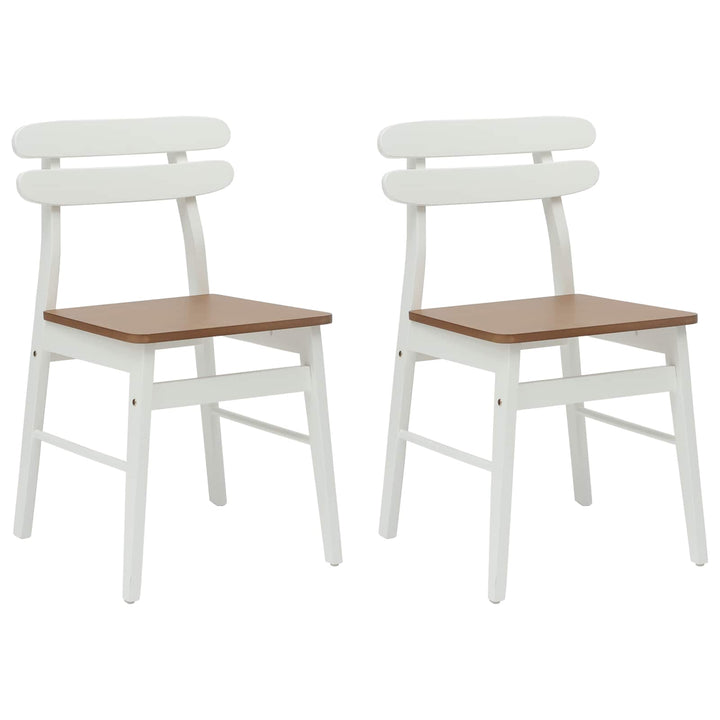 Spisestuestol 2 pcs Hvid og Naturlig Massiv Gummitræ