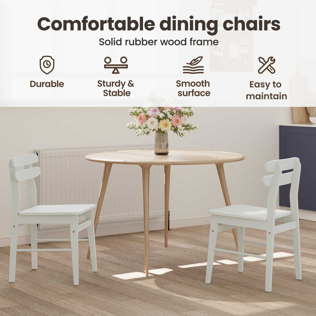 Spisestuestol 2 pcs Hvid Massiv Gummitræ