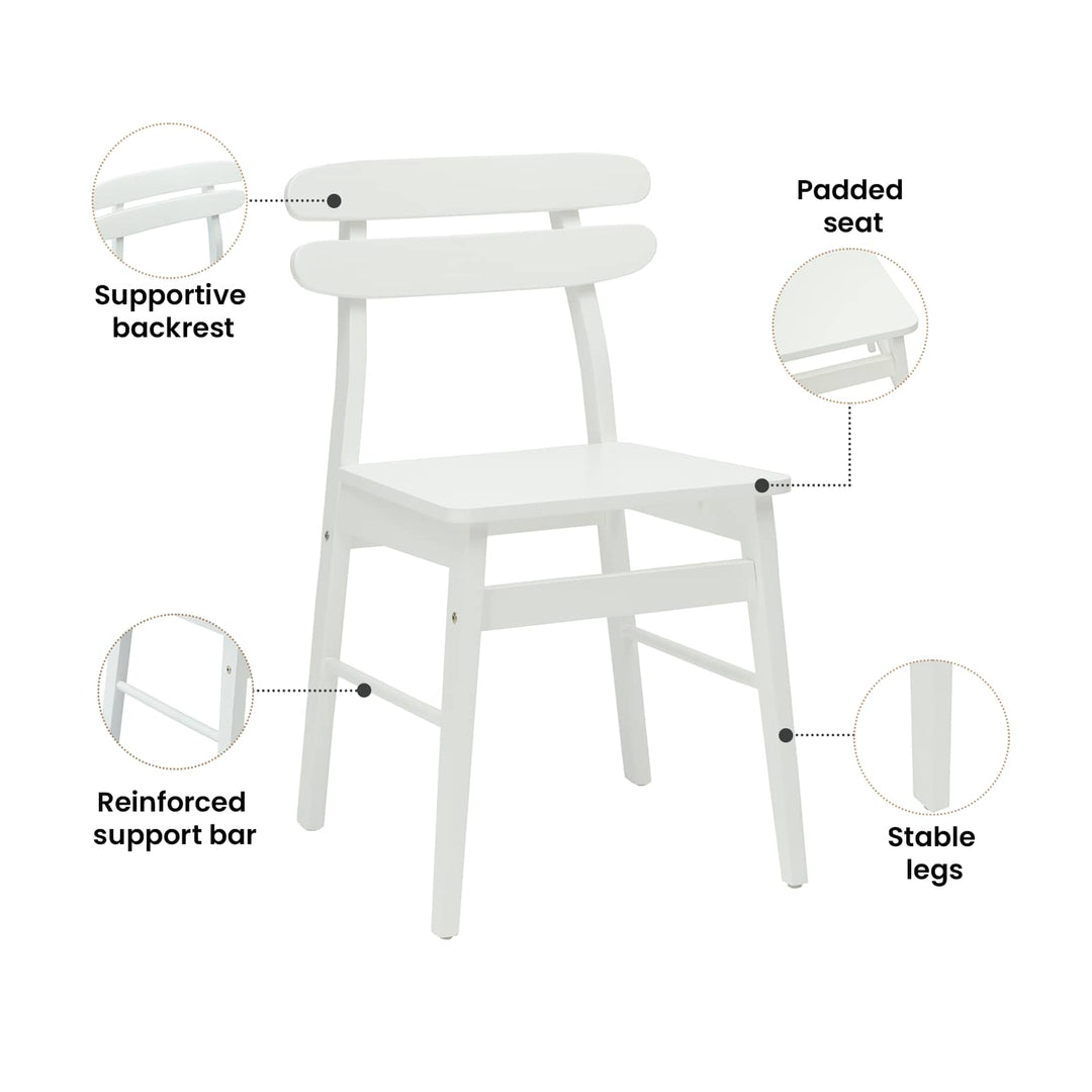 Spisestuestol 2 pcs Hvid Massiv Gummitræ