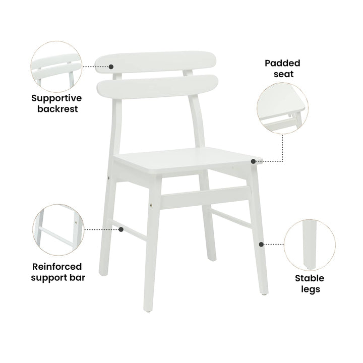 Spisestuestol 2 pcs Hvid Massiv Gummitræ