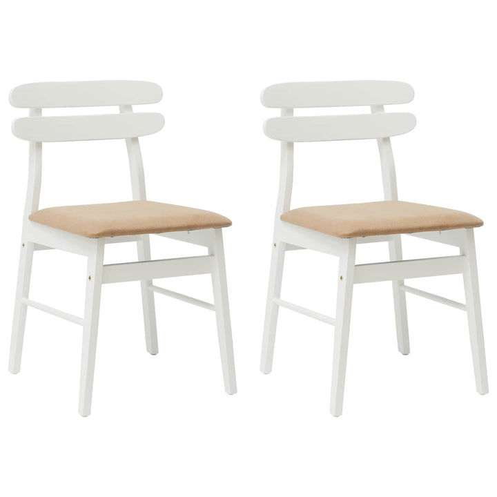Spisestuestol 2 pcs Hvid og brun Massiv Gummitræ