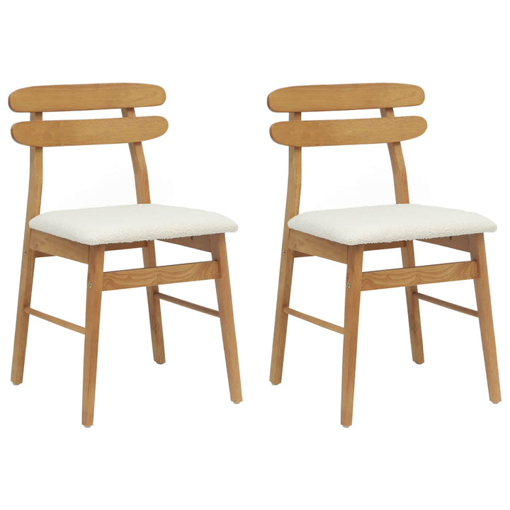 Spisestuestol 2 pcs Naturlig og lys Massiv Gummitræ