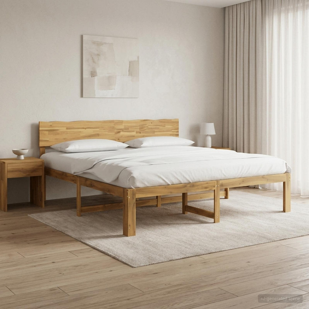 Dobbelt Sengestel med Hovedgærde ROSTOCK Hvid 180 x 200 cm