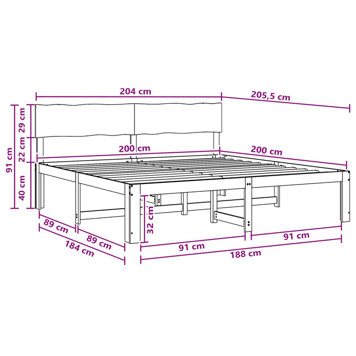 Dobbelt Sengestel med Hovedgærde ROSTOCK Hvid 200 x 200 cm
