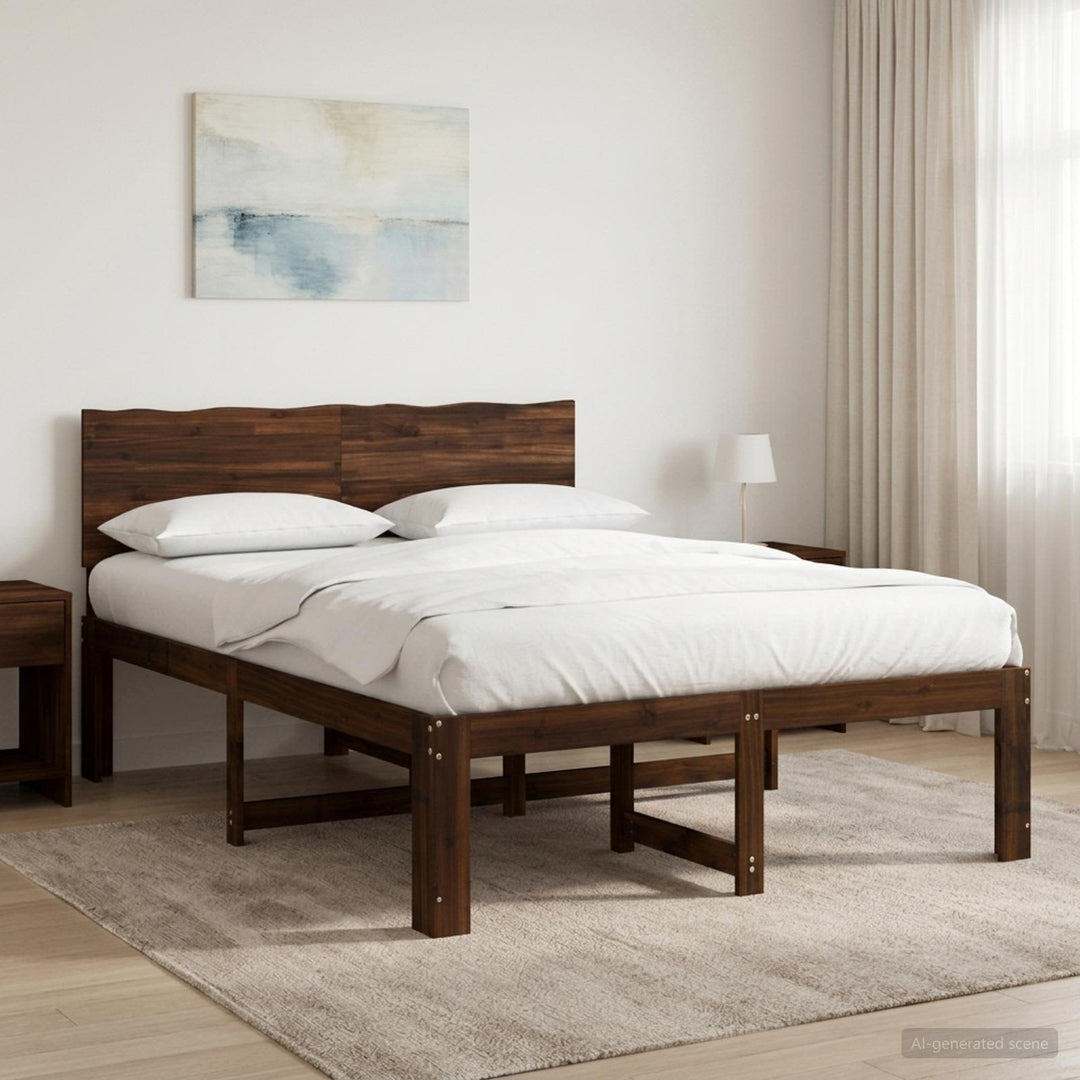 Dobbelt Sengestel med Hovedgærde ROSTOCK Mørk Brun 140 x 190 cm