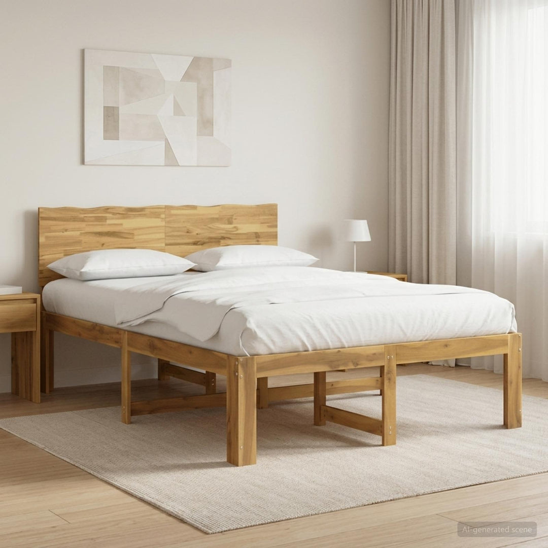 Dobbelt Sengestel med Hovedgærde ROSTOCK Hvid 140 x 190 cm