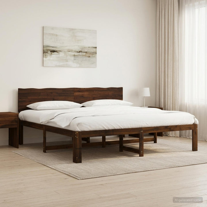 Dobbelt Sengestel med Hovedgærde ROSTOCK Mørk Brun 180 x 200 cm