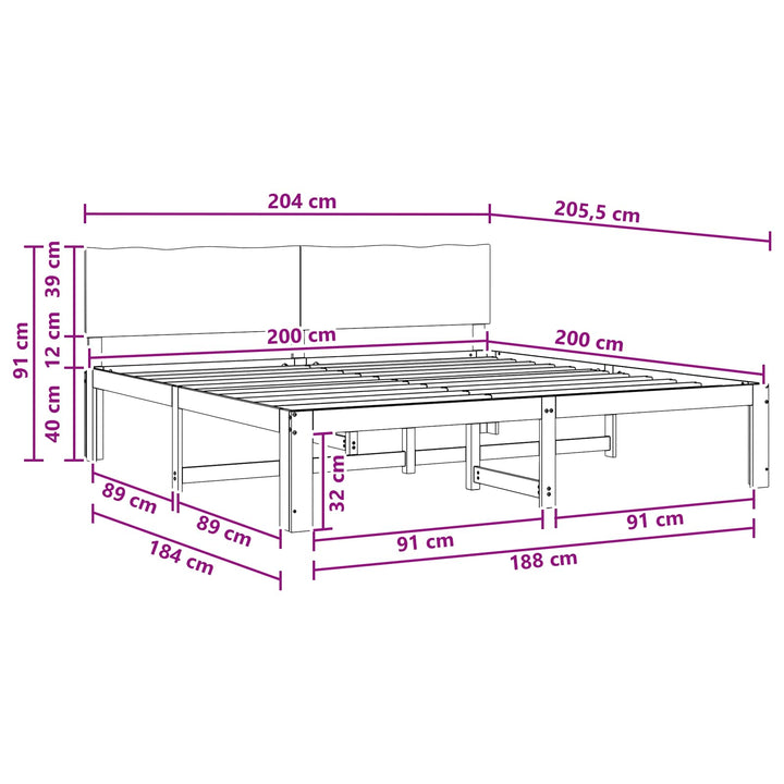 Dobbelt Sengestel med Hovedgærde ROSTOCK Hvid 200 x 200 cm