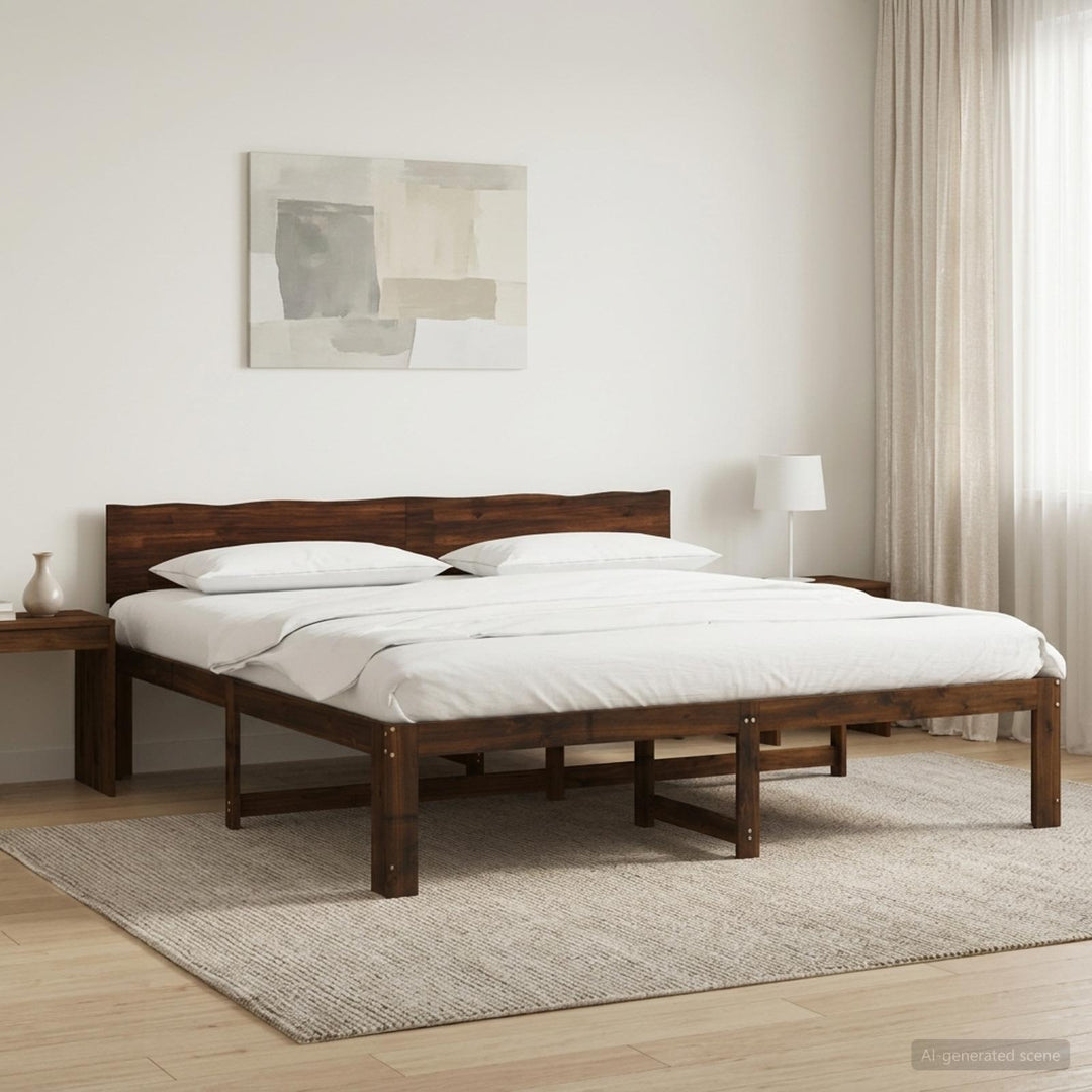 Dobbelt Sengestel med Hovedgærde ROSTOCK Mørk Brun 200 x 200 cm