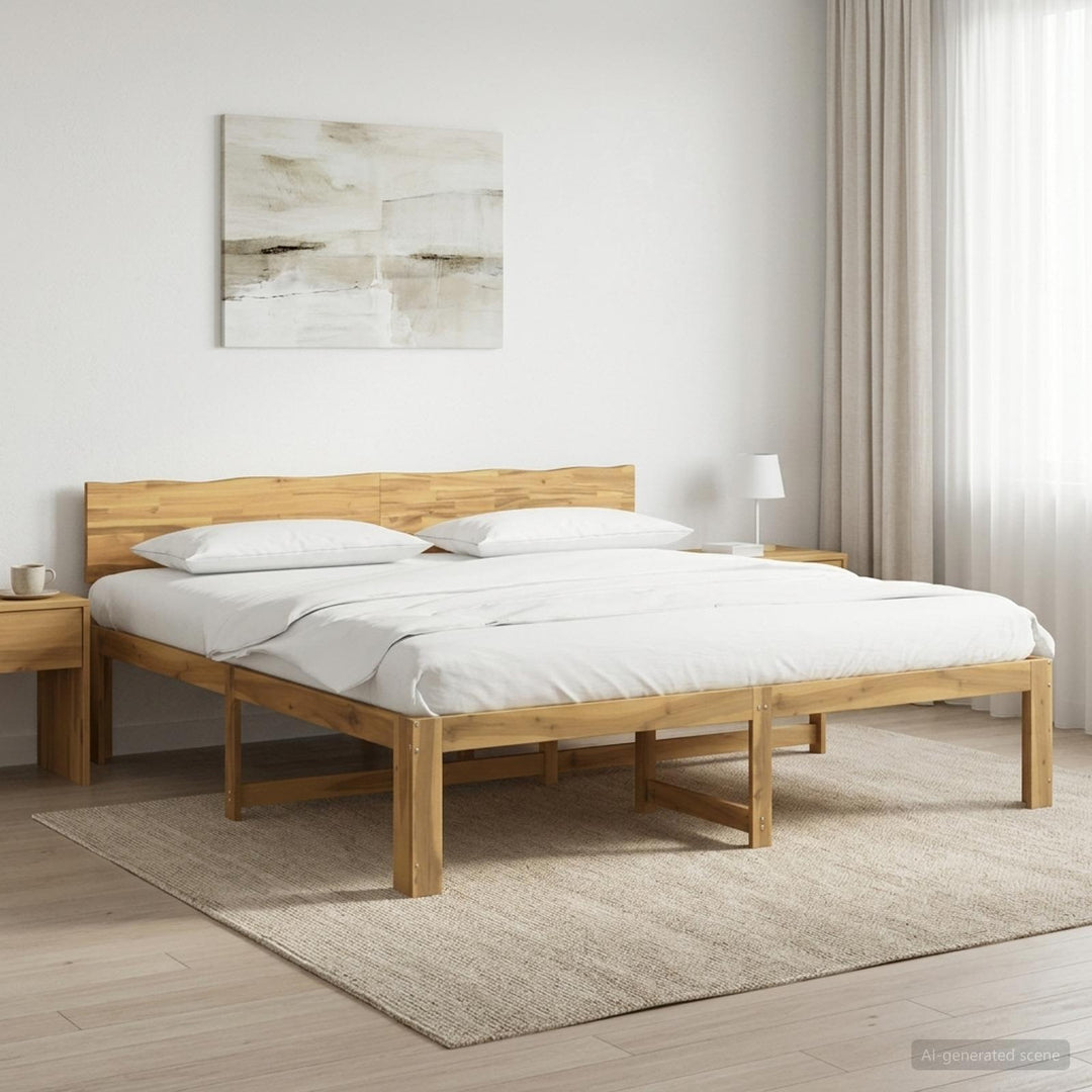 Dobbelt Sengestel med Hovedgærde ROSTOCK Hvid 200 x 200 cm