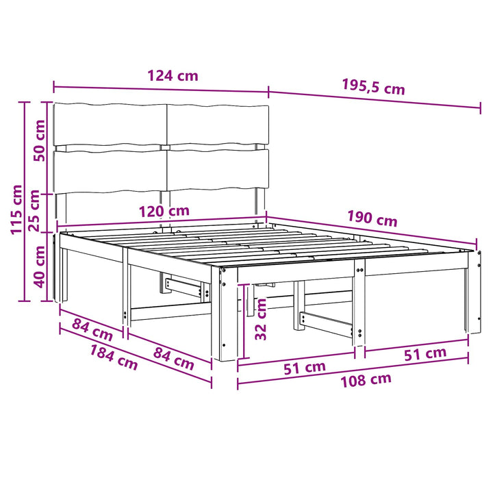 Dobbelt Sengestel med Hovedgærde ROSTOCK Hvid 120 x 190 cm