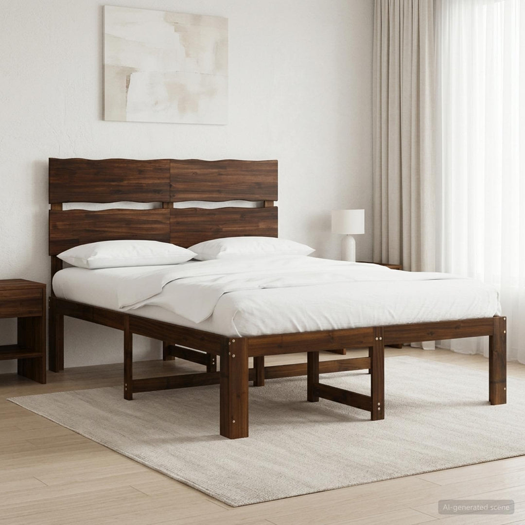 Dobbelt Sengestel med Hovedgærde ROSTOCK Mørk Brun 140 x 190 cm