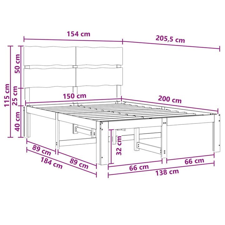 Dobbelt Sengestel med Hovedgærde ROSTOCK Hvid 150 x 200 cm