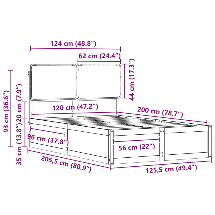 Sengestel med Polstret Hovedgavl Sort 120 x 200 cm