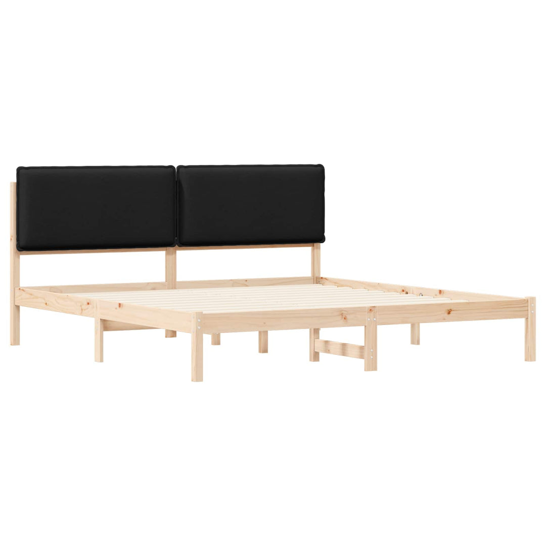 Sengestel med Polstret Hovedgavl Sort 200 x 200 cm