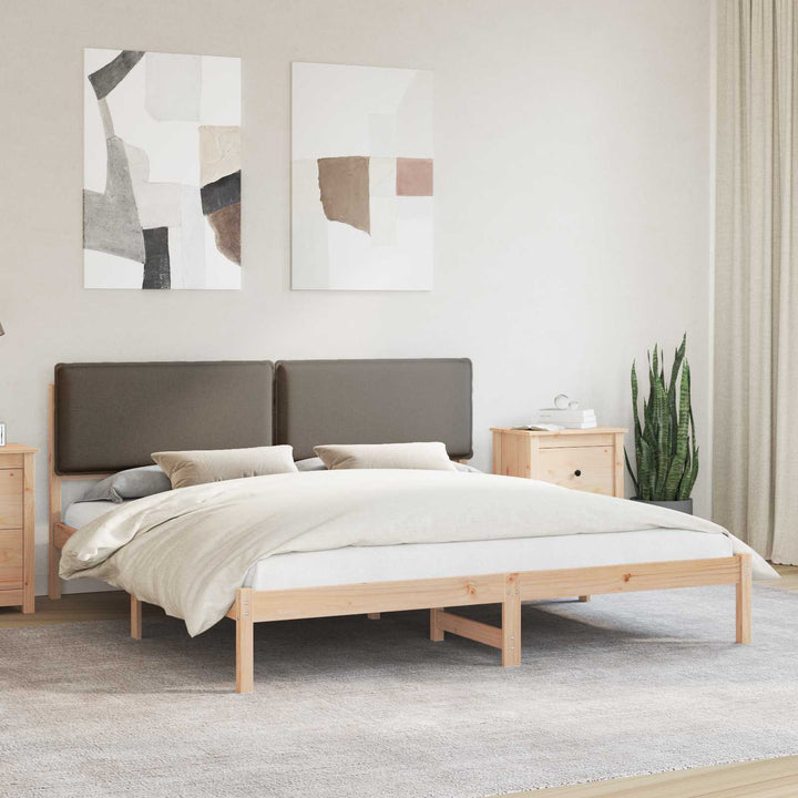 Sengestel med Polstret Hovedgavl Gråbrun 200 x 200 cm