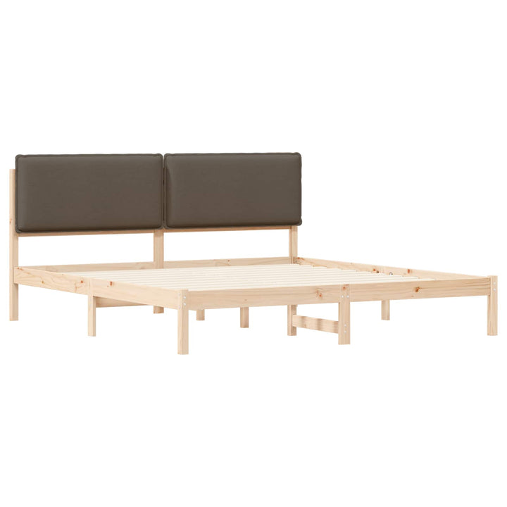 Sengestel med Polstret Hovedgavl Gråbrun 200 x 200 cm