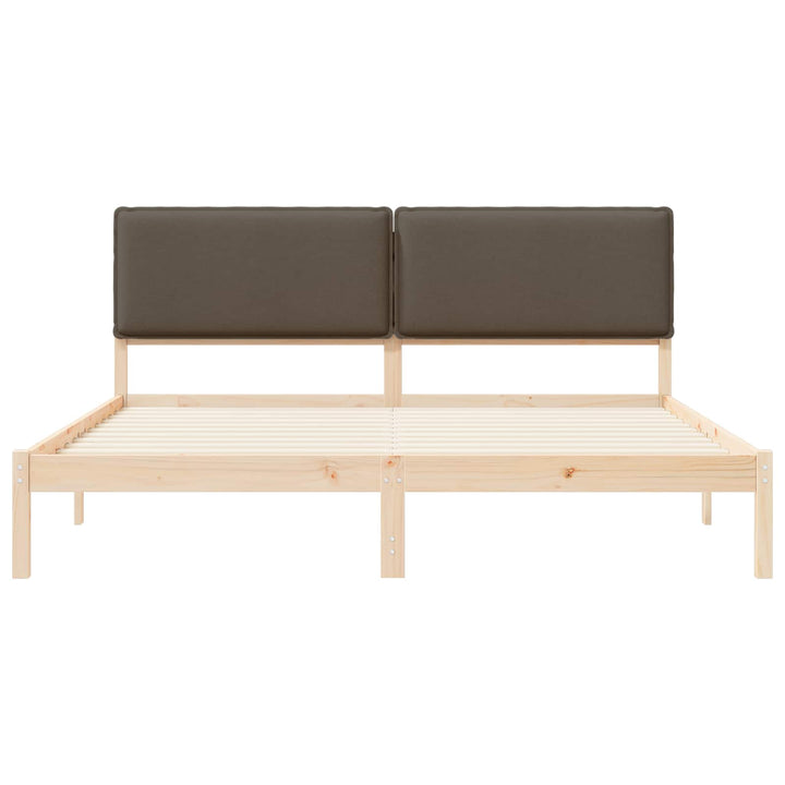 Sengestel med Polstret Hovedgavl Gråbrun 200 x 200 cm