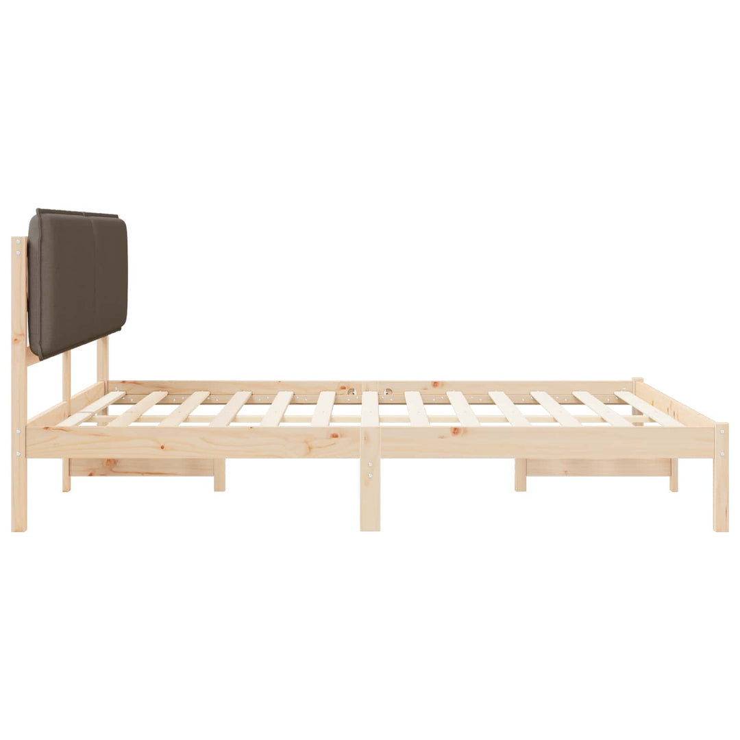 Sengestel med Polstret Hovedgavl Gråbrun 200 x 200 cm