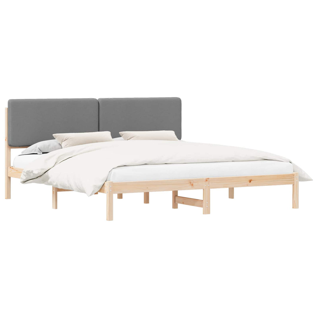 Sengestel med Polstret Hovedgavl Lysegrå 200 x 200 cm