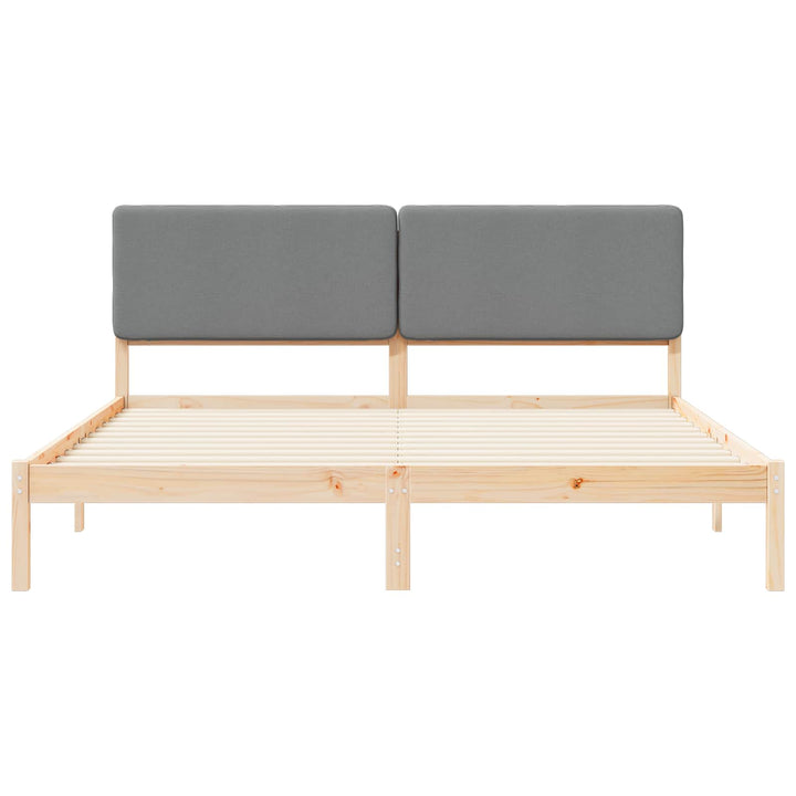 Sengestel med Polstret Hovedgavl Lysegrå 200 x 200 cm