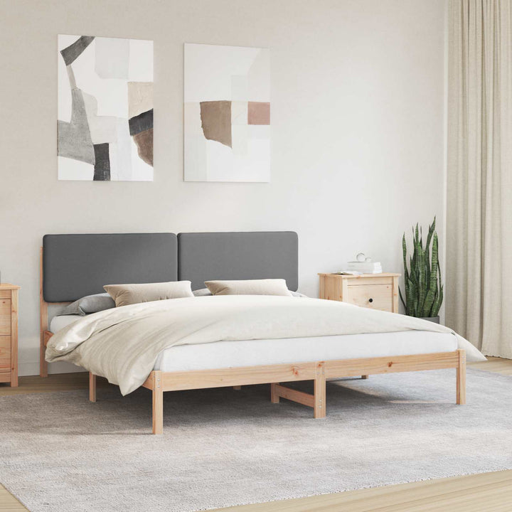 Sengestel med Polstret Hovedgavl Mørkegrå 200 x 200 cm