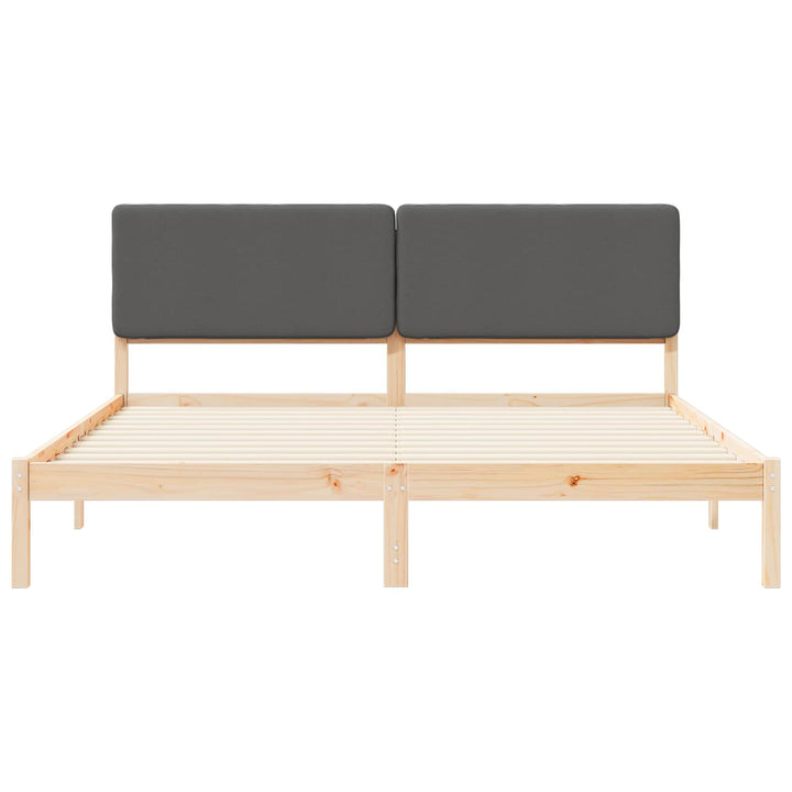 Sengestel med Polstret Hovedgavl Mørkegrå 200 x 200 cm