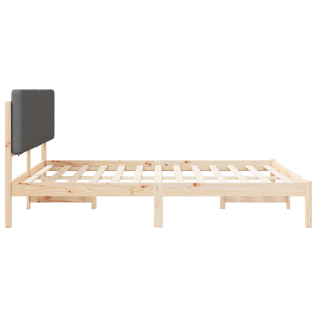 Sengestel med Polstret Hovedgavl Mørkegrå 200 x 200 cm
