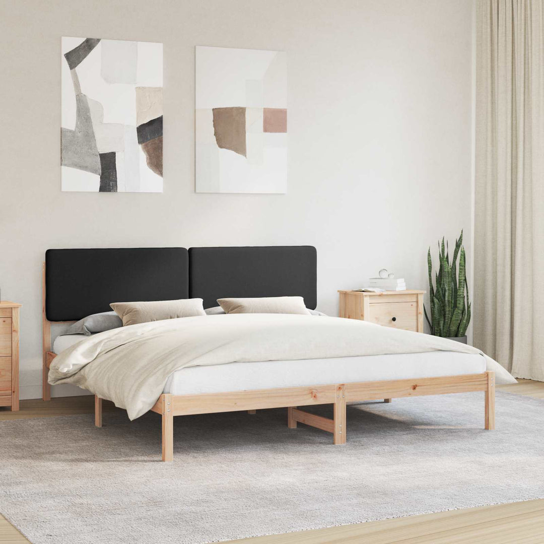Sengestel med Polstret Hovedgavl Sort 200 x 200 cm