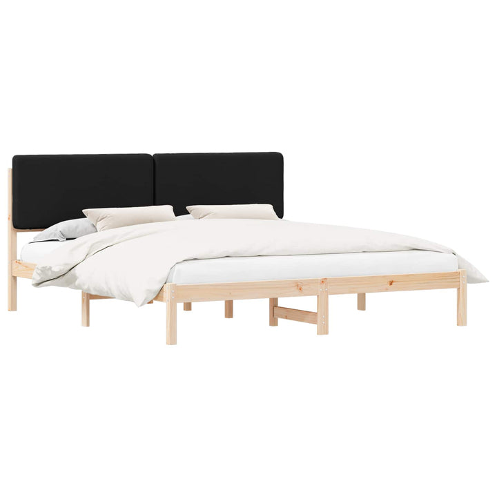 Sengestel med Polstret Hovedgavl Sort 200 x 200 cm