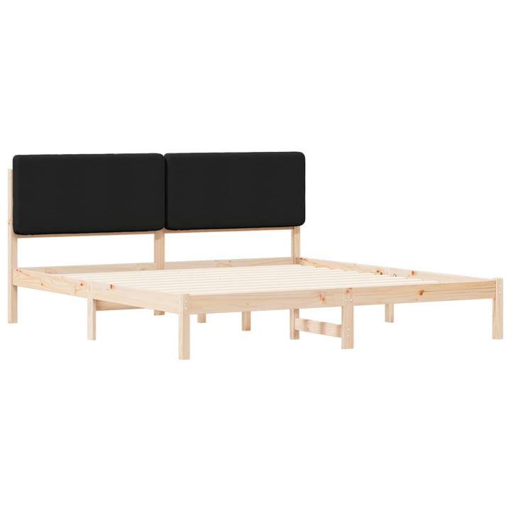 Sengestel med Polstret Hovedgavl Sort 200 x 200 cm