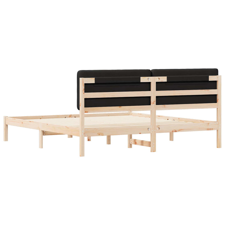Sengestel med Polstret Hovedgavl Sort 200 x 200 cm